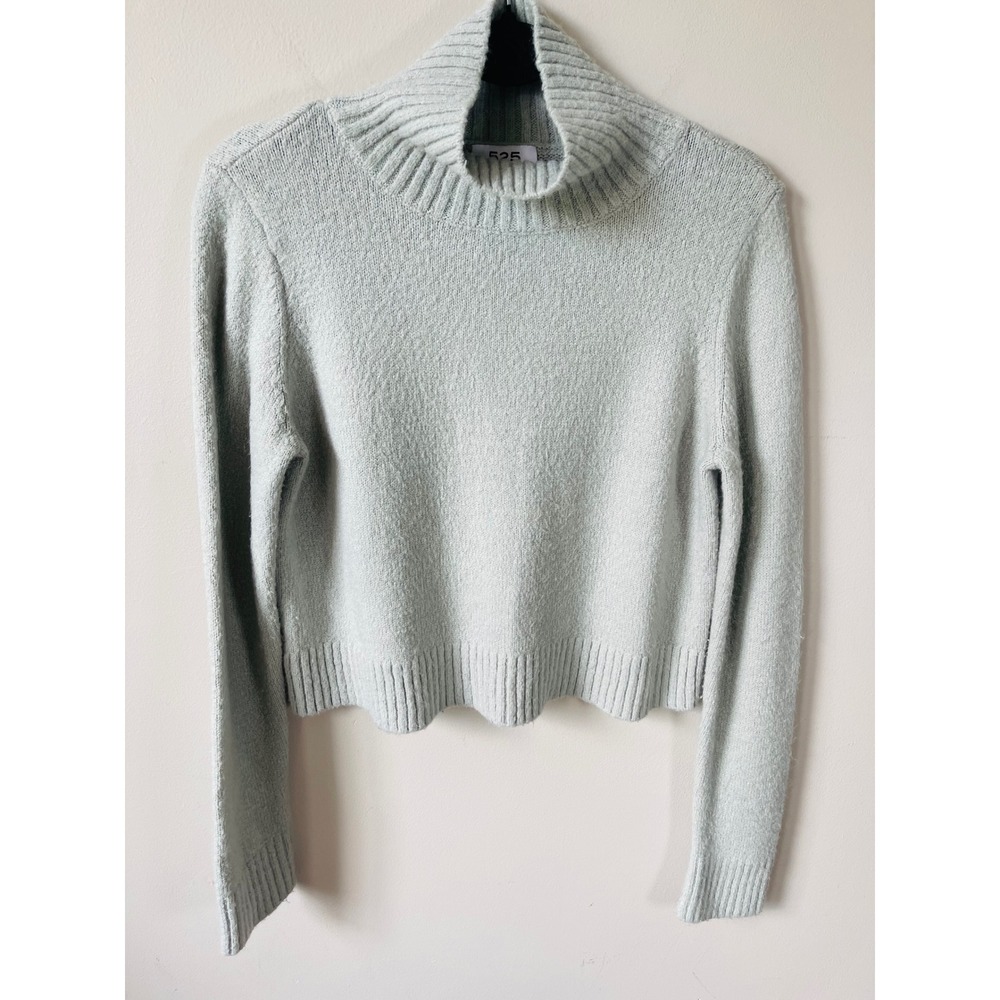 525 America Womens XS Sage Green Cropped Turtleneck Knit Sweater casual work NEW